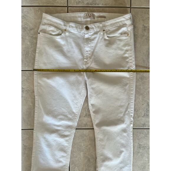 Jen 7 For All Mankind White Slim Bootcut Jean 14 Sculpting Stretch Brass Button - Picture 6 of 7